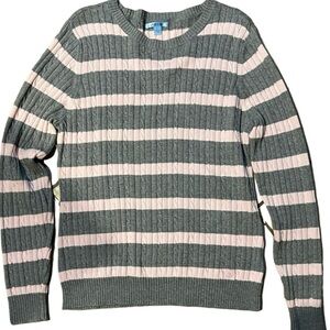 IZOD Pink and Grey Striped Sweater